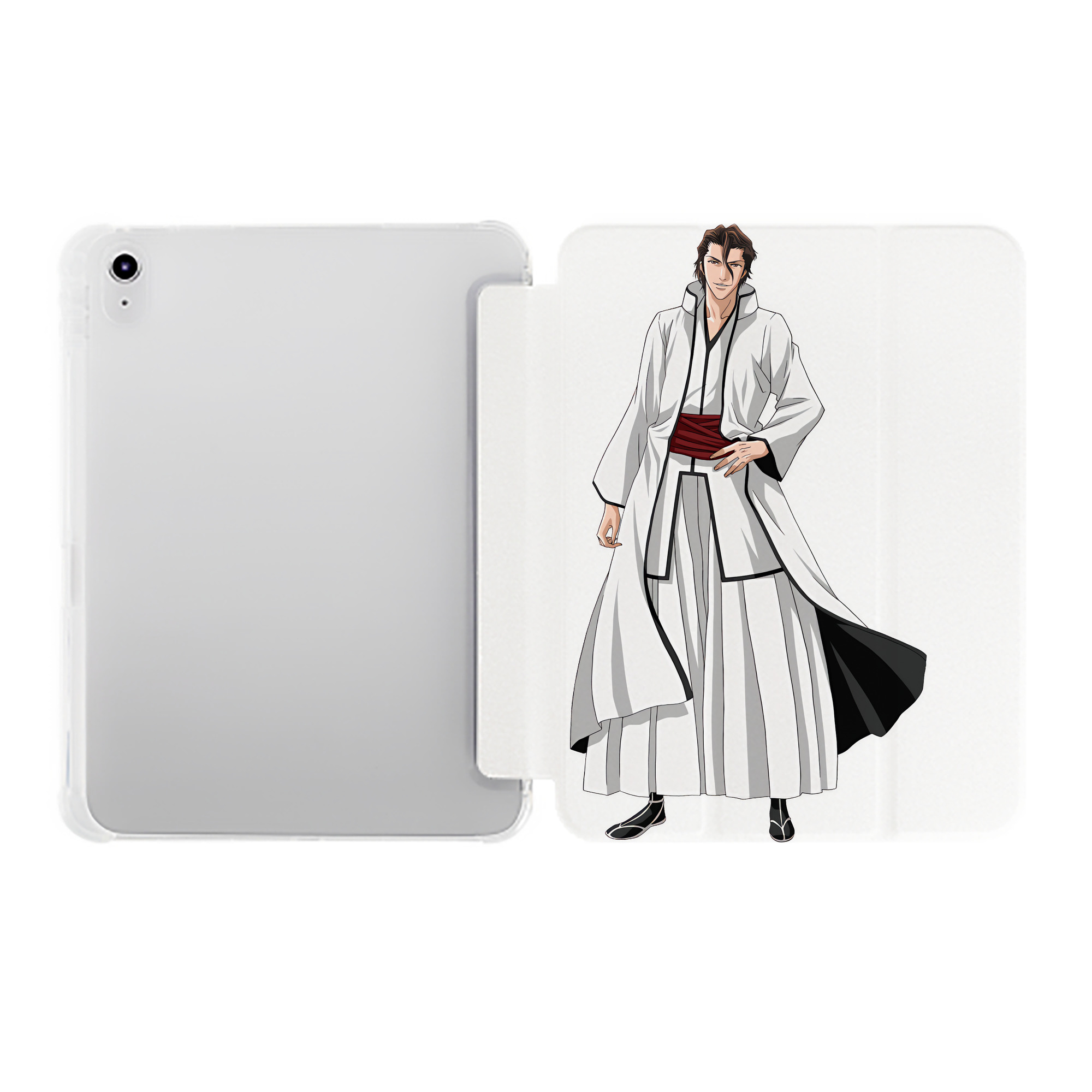 （画像用） ブリーチ 藍染 惣右介（あいぜん そうすけ） BLEACH Aizen Sousuke IPad ケース ペン収納付き 三つ折りスタンド PUレザー×シリコン 対応機種9.5/10.5/10.9インチ